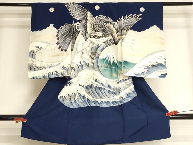 平和屋着物[]七五三　男の子　祝着　駒刺繍　鷹　立波文　富士山　金彩　逸品　AABJ5309ja