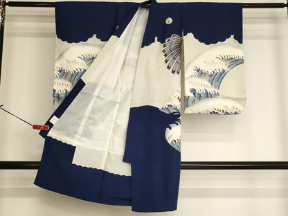 平和屋着物[]七五三　男の子　祝着　駒刺繍　鷹　立波文　富士山　金彩　逸品　AABJ5309ja