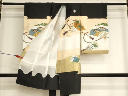 平和屋着物[]お宮参り　男の子　祝着　産着　初着　のしめ　刺繍　鷹　舞扇文　金糸　金彩　逸品　AABJ5311ja