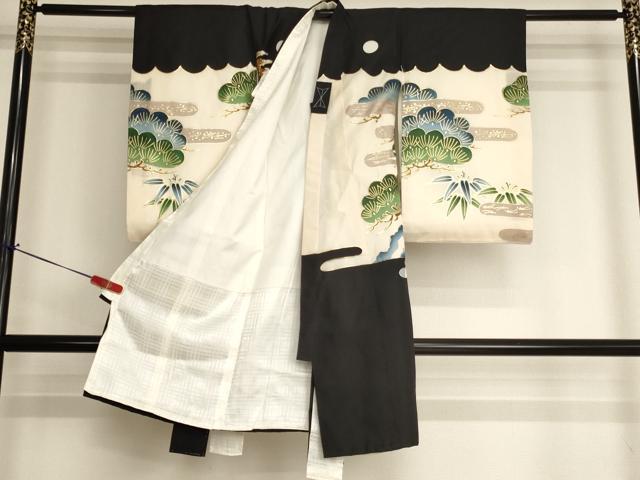 平和屋着物[]お宮参り　男の子　祝着　産着　初着　のしめ　鷹　風景松文　金銀糸　金彩　逸品　AABJ5312ja