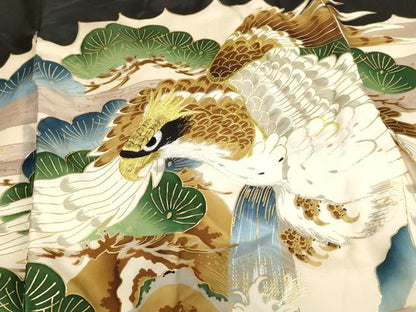 平和屋着物[]お宮参り　男の子　祝着　産着　初着　のしめ　鷹　風景松文　金銀糸　金彩　逸品　AABJ5312ja