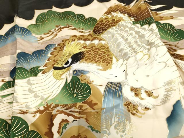 平和屋着物[]お宮参り　男の子　祝着　産着　初着　のしめ　鷹　風景松文　金銀糸　金彩　逸品　AABJ5312ja