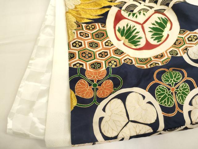 平和屋着物[]お宮参り　男の子　祝着　産着　初着　のしめ　鷹　三つ葉葵　金糸　金彩　逸品　AABJ5313ja