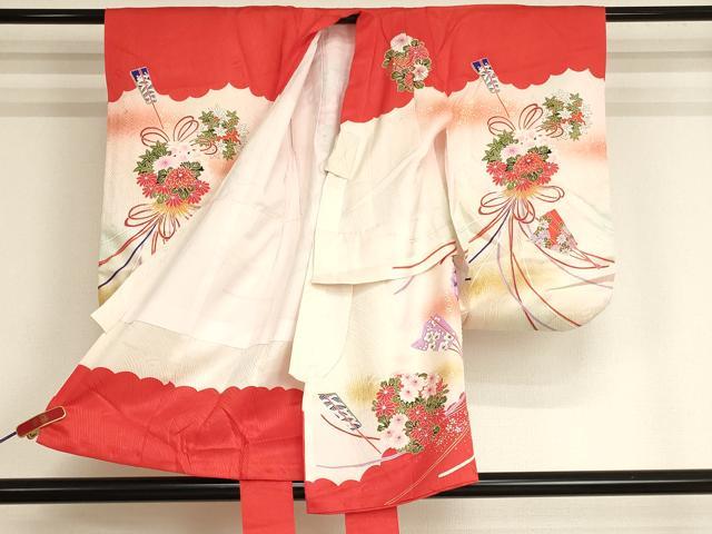 平和屋着物[]七五三　女の子　３歳　祝着　一つ身　薬玉文　暈し染め　金銀彩　逸品　AABJ5318ja