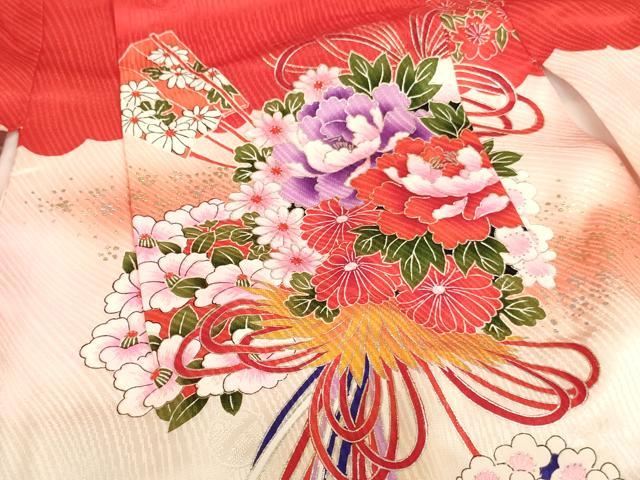 平和屋着物[]七五三　女の子　３歳　祝着　一つ身　薬玉文　暈し染め　金銀彩　逸品　AABJ5318ja