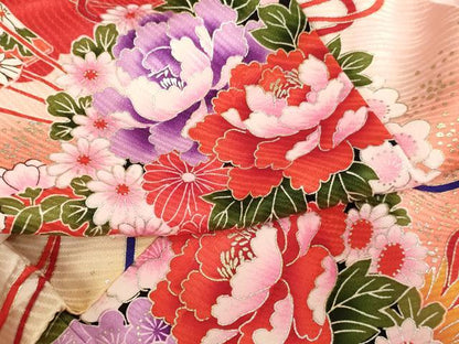 平和屋着物[]七五三　女の子　３歳　祝着　一つ身　薬玉文　暈し染め　金銀彩　逸品　AABJ5318ja