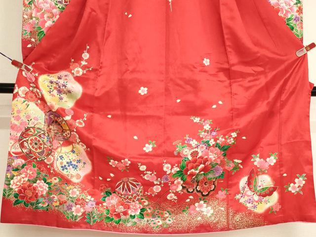 平和屋着物[]七五三　女の子　７歳　祝着　四つ身　花鼓文　暈し染め　金彩　AABJ5319ja