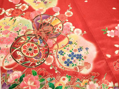 平和屋着物[]七五三　女の子　７歳　祝着　四つ身　花鼓文　暈し染め　金彩　AABJ5319ja