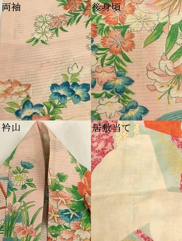 平和屋着物[]夏物　アンティーク　大正ロマン　七五三　女の子　３歳　祝着　三つ身　絽　流水鴛鴦花文　逸品　AABJ5322ja