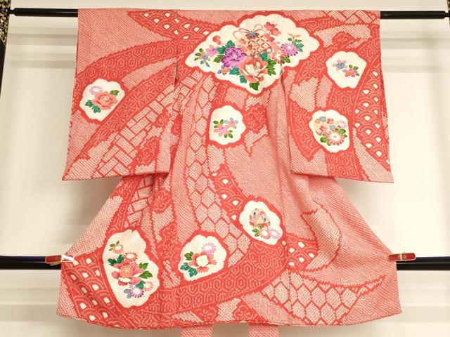 平和屋着物[]お宮参り　女の子　祝着　産着　初着　のしめ　総絞り　鈴花文　金彩　逸品　AABJ5328ja