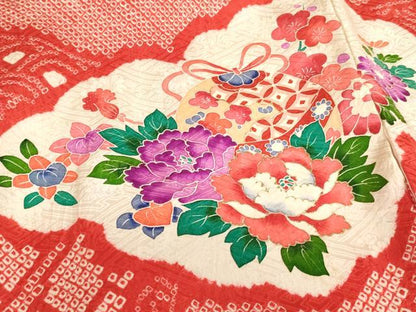 平和屋着物[]お宮参り　女の子　祝着　産着　初着　のしめ　総絞り　鈴花文　金彩　逸品　AABJ5328ja