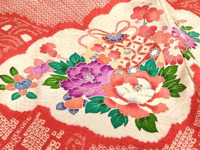 平和屋着物[]お宮参り　女の子　祝着　産着　初着　のしめ　総絞り　鈴花文　金彩　逸品　AABJ5328ja