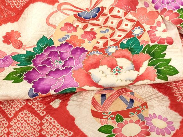 平和屋着物[]お宮参り　女の子　祝着　産着　初着　のしめ　総絞り　鈴花文　金彩　逸品　AABJ5328ja