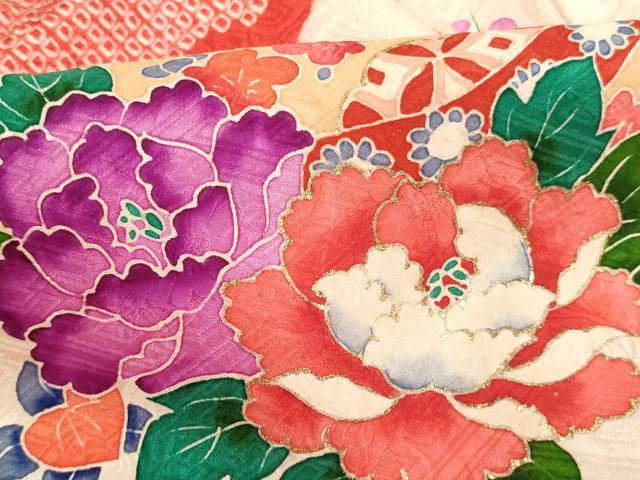 平和屋着物[]お宮参り　女の子　祝着　産着　初着　のしめ　総絞り　鈴花文　金彩　逸品　AABJ5328ja