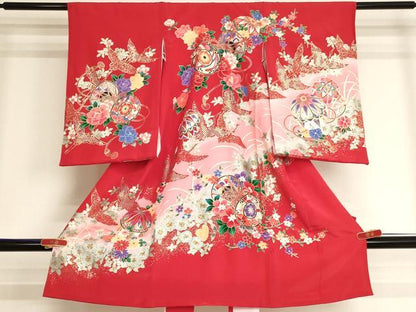 平和屋着物[]お宮参り　女の子　祝着　産着　初着　のしめ　花鼓飛鶴文　金彩　逸品　AABJ5329ja