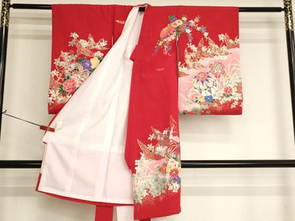 平和屋着物[]お宮参り　女の子　祝着　産着　初着　のしめ　花鼓飛鶴文　金彩　逸品　AABJ5329ja