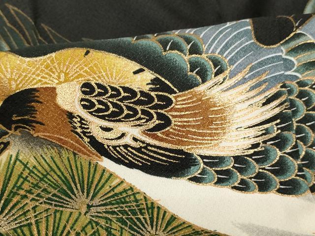 平和屋着物[]七五三　男の子　祝着・羽織・長襦袢・行灯袴・小物セット　鷹　松　暈し染め　金彩　AABJ5331ja