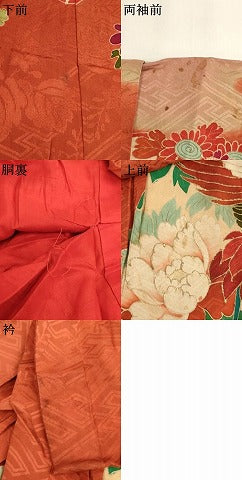 平和屋着物[]アンティーク　大正ロマン　七五三　女の子　３歳　祝着　一つ身　刺繍　飛鶴花丸文　金彩　逸品　AABJ5335ja