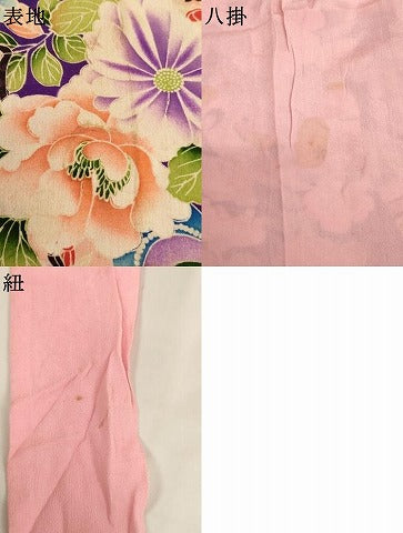 平和屋着物[]アンティーク　大正ロマン　七五三　女の子　３歳　祝着　一つ身　吉祥花文　逸品　AABJ5336ja