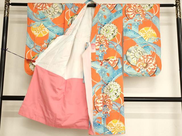 平和屋着物[]七五三　女の子　５歳　祝着　立浪源氏車文　金彩　逸品　AABJ5337ja