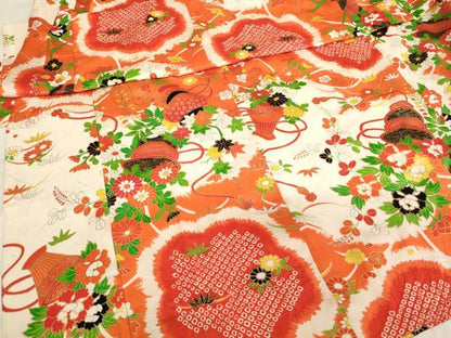 平和屋着物[]七五三　女の子　３歳　祝着　三つ身　飾花文　金彩　逸品　AABJ5338ja