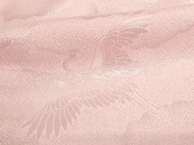平和屋着物[]女の子 子供 長襦袢 単衣 雲取り飛鶴地紋 鴇色 半衿刺繍 洗える着物 AABJ5341ja