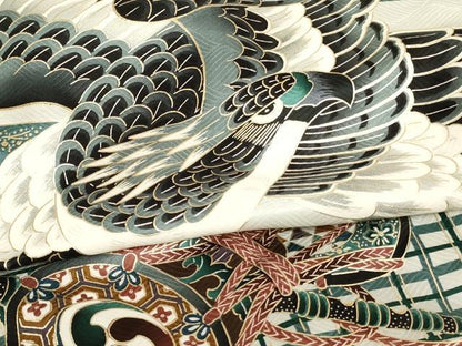 平和屋着物[]お宮参り　男の子　祝着　産着　初着　のしめ　鷹　吉祥楽器文　金彩　逸品　AABJ5342ja