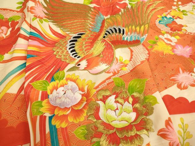 平和屋着物[]七五三　女の子　３歳　祝着　一つ身　刺繍　鳳凰牡丹文　金糸　金彩　逸品　AABJ5344ja