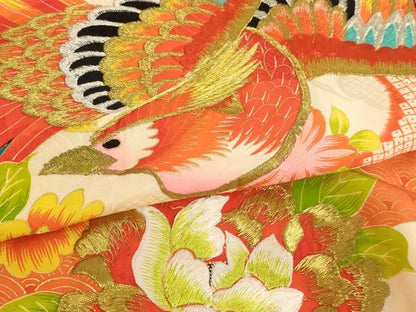 平和屋着物[]七五三　女の子　３歳　祝着　一つ身　刺繍　鳳凰牡丹文　金糸　金彩　逸品　AABJ5344ja