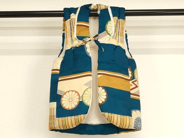 平和屋着物[]七五三　男の子　祝着・袖無し羽織セット　横段菊文　逸品　AABJ5346ja