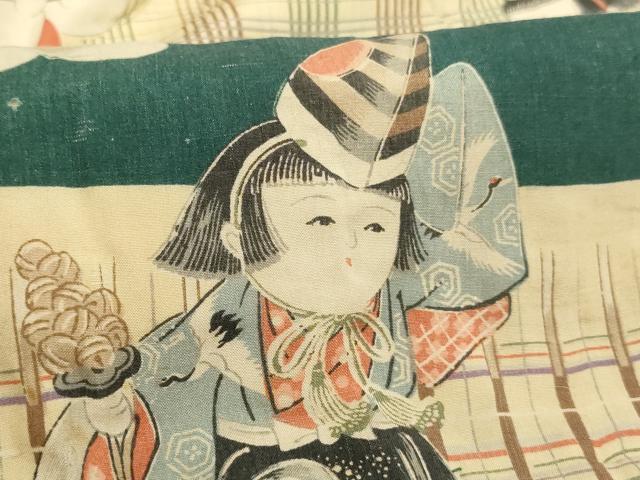 平和屋着物[]アンティーク　大正ロマン　七五三　男の子　祝着　童子　横段文　逸品　AABJ5347ja