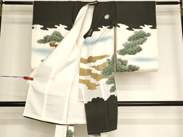 平和屋着物[]お宮参り　男の子　祝着　産着　初着　のしめ　刺繍　鷹　松　金糸　金彩　逸品　未使用　AABJ5348ja