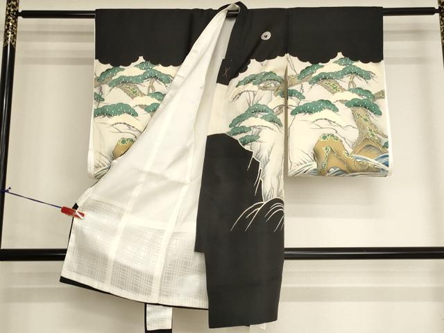 平和屋着物[]お宮参り　男の子　祝着　産着　初着　のしめ　刺繍　鷹　松　金銀糸　金彩　逸品　AABJ5351ja