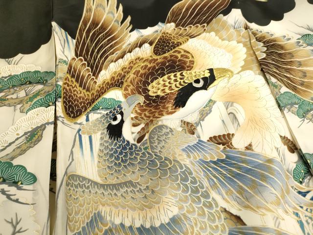 平和屋着物[]お宮参り　男の子　祝着　産着　初着　のしめ　刺繍　鷹　松　金銀糸　金彩　逸品　AABJ5351ja