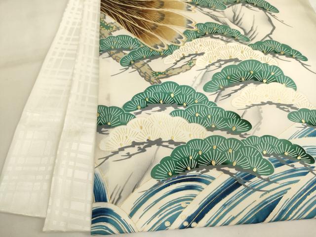 平和屋着物[]お宮参り　男の子　祝着　産着　初着　のしめ　刺繍　鷹　松　金銀糸　金彩　逸品　AABJ5351ja