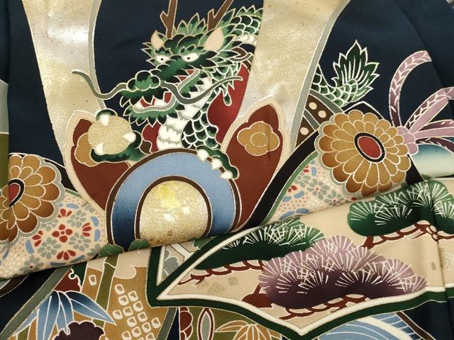 平和屋着物[]七五三　男の子　祝着　一つ身　兜　暈し染め　金銀彩　逸品　AABJ5354ja