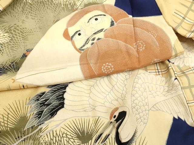 平和屋着物[]アンティーク　大正ロマン　七五三　男の子　祝着　一つ身　凧　達磨　鯉　鶴　逸品　AABJ5356ja