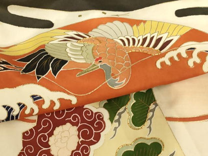 平和屋着物[]お宮参り　男の子　祝着　産着　初着　のしめ　駒刺繍　文箱　扇　暈し染め　金彩　逸品　未使用　AABJ5359ja