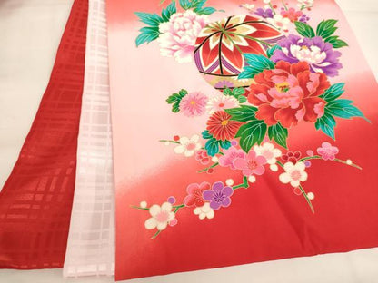 平和屋着物[]お宮参り　女の子　祝着　産着　初着　のしめ　花手毬文　鴛鴦　暈し染め　金銀彩　逸品　AABJ5362ja