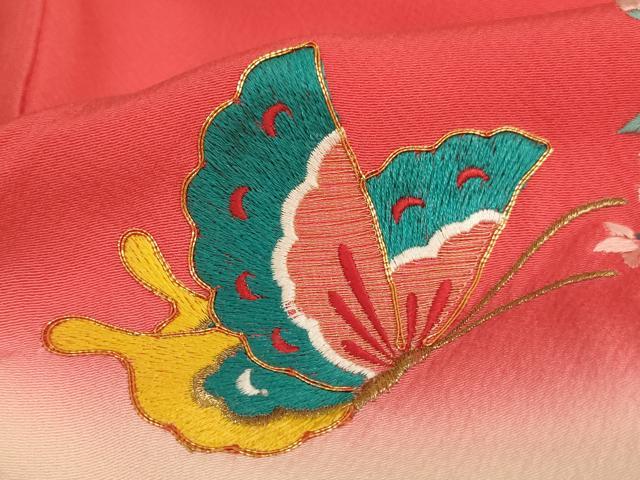 平和屋着物[]お宮参り　女の子　祝着　産着　初着　のしめ　総刺繍　駒刺繍　花籠舞蝶文　逸品　未使用　AABJ5363ja