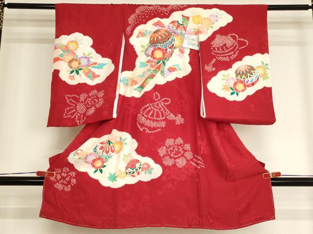 平和屋着物[]お宮参り　女の子　祝着　産着　初着　のしめ　絞り　花手毬文　金彩　逸品　未使用　AABJ5364ja