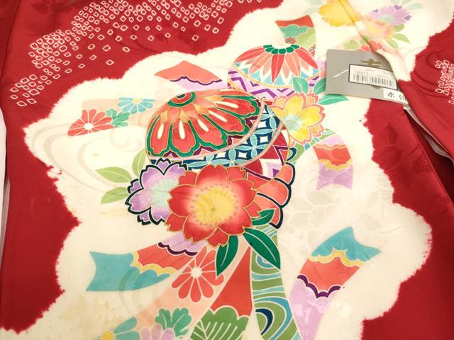 平和屋着物[]お宮参り　女の子　祝着　産着　初着　のしめ　絞り　花手毬文　金彩　逸品　未使用　AABJ5364ja