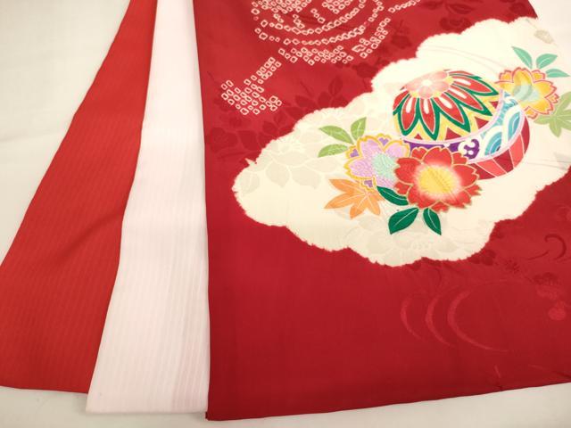 平和屋着物[]お宮参り　女の子　祝着　産着　初着　のしめ　絞り　花手毬文　金彩　逸品　未使用　AABJ5364ja
