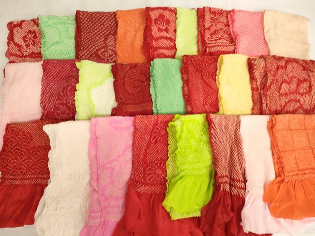 平和屋着物[]七五三　女の子　和装小物　帯揚げ25枚セット　総絞り　中抜き絞り　正絹　逸品　AABJ5366ja