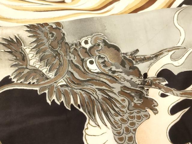 平和屋着物[]子供　男の子　長襦袢　袷　龍　鷹　富士山　暈し染め　金銀彩　逸品　AABJ5376ja