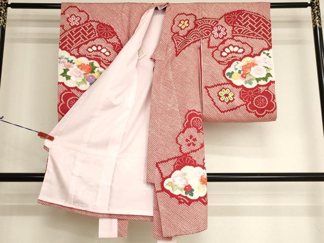 平和屋着物[]お宮参り　女の子　祝着　産着　初着　のしめ　絞り　刺繍　花車文　金糸　逸品　未使用　AABJ5377ja