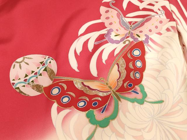 平和屋着物[]お宮参り　女の子　祝着　産着　初着　のしめ　花蝶文　手毬　暈し染め　金銀彩　逸品　未使用　AABJ5378ja