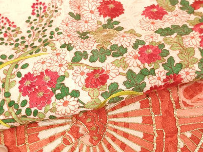 平和屋着物∵女の子　十三参り　子供　祝着　駒刺繍　花車文　暈し染め　金銀糸　逸品　AABJ5380ja