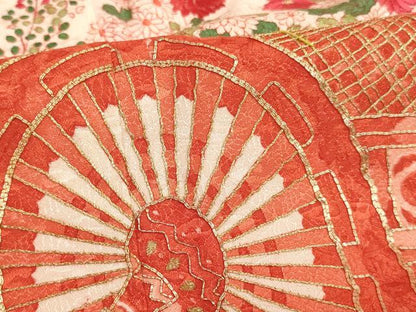 平和屋着物∵女の子　十三参り　子供　祝着　駒刺繍　花車文　暈し染め　金銀糸　逸品　AABJ5380ja