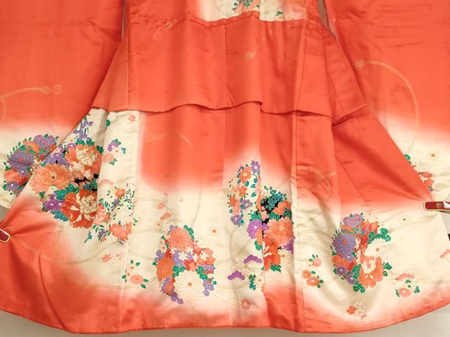 平和屋着物[]七五三　女の子　３歳　祝着　三つ身　駒刺繍　花丸文　暈し染め　金彩　逸品　AABJ5384ja